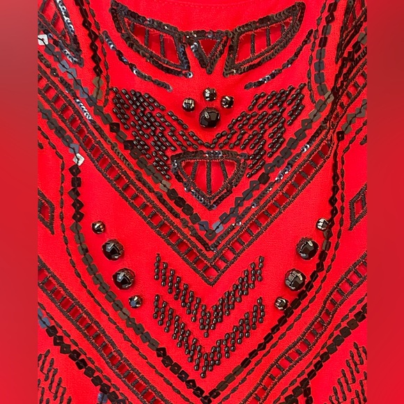Express Women’s Red and Black Beaded Tank Top - Picture 2 of 4